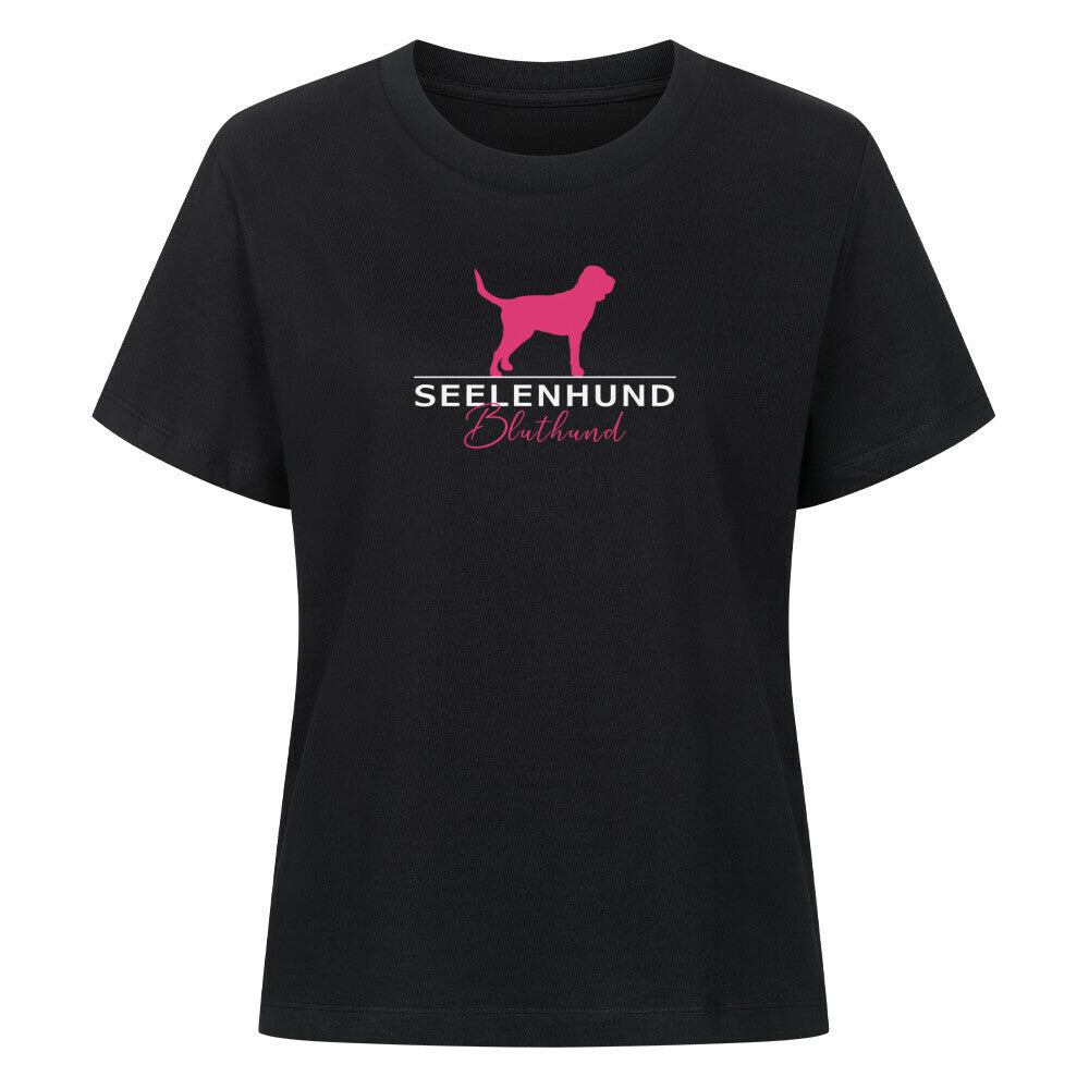 Premium Organic Damen-Shirt "Bluthund - Seelenhund" Schwarz – hunde-shirt.de