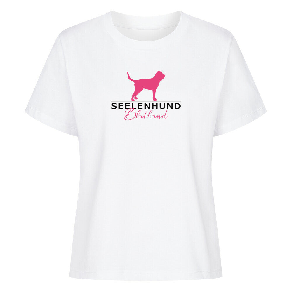 Premium Organic Damen-Shirt "Bluthund - Seelenhund" Weiß – hunde-shirt.de