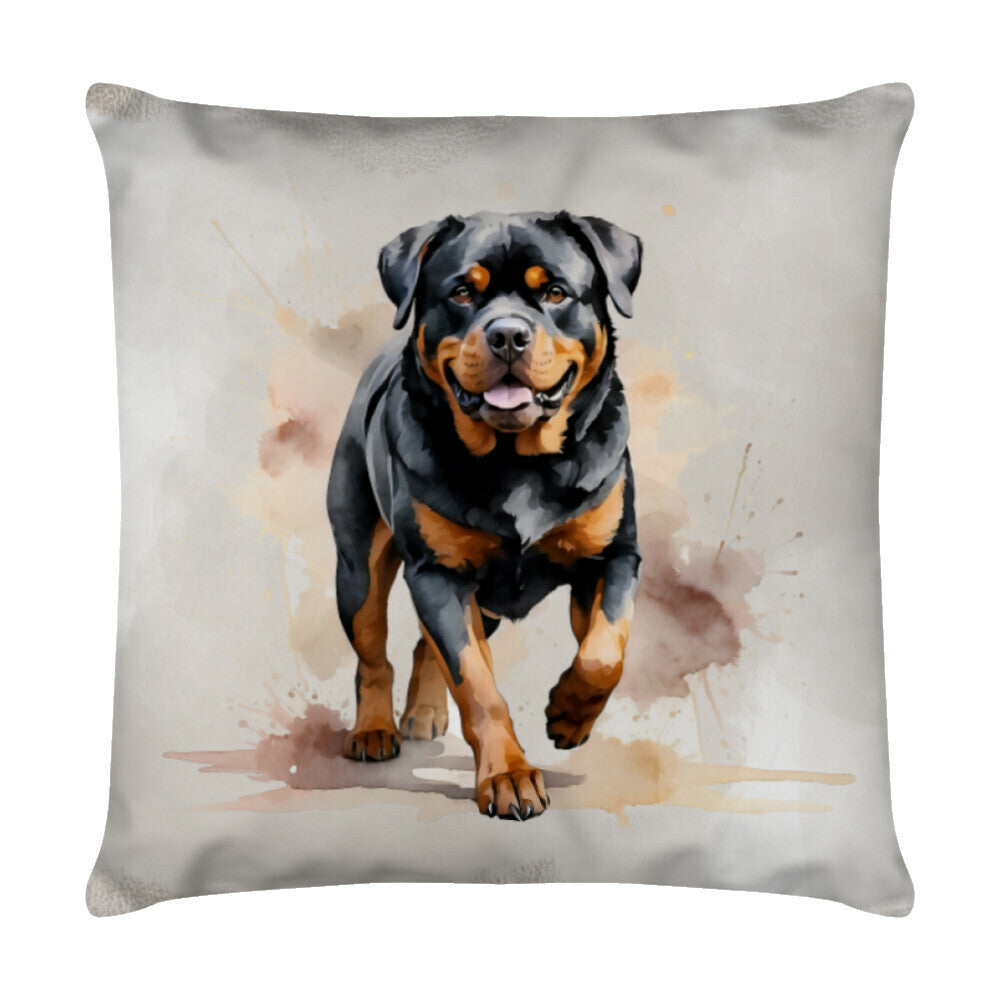 Kissen "Rottweiler - Spaziergang" Weiß – hunde-shirt.de