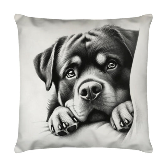 Kissen "Rottweiler - Kuschelkissen" Weiß – hunde-shirt.de