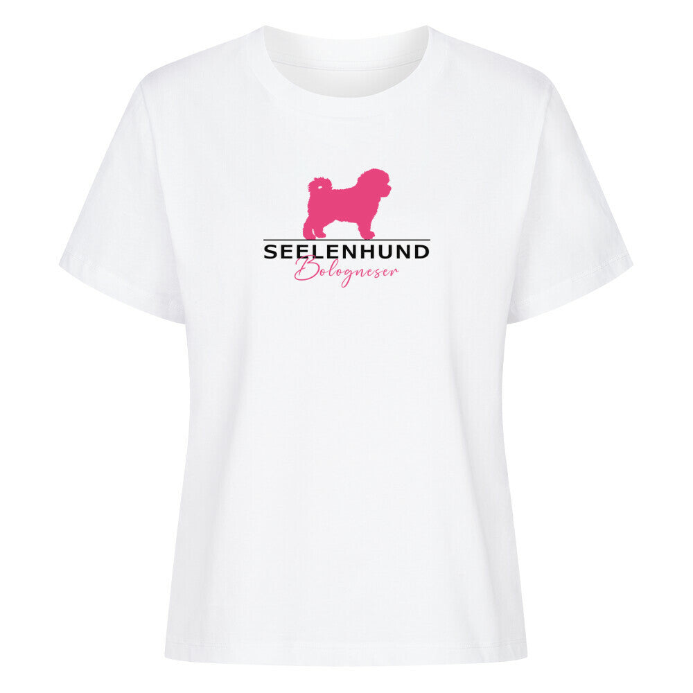 Premium Organic Damen-Shirt "Bologneser- Seelenhund" Weiß – hunde-shirt.de