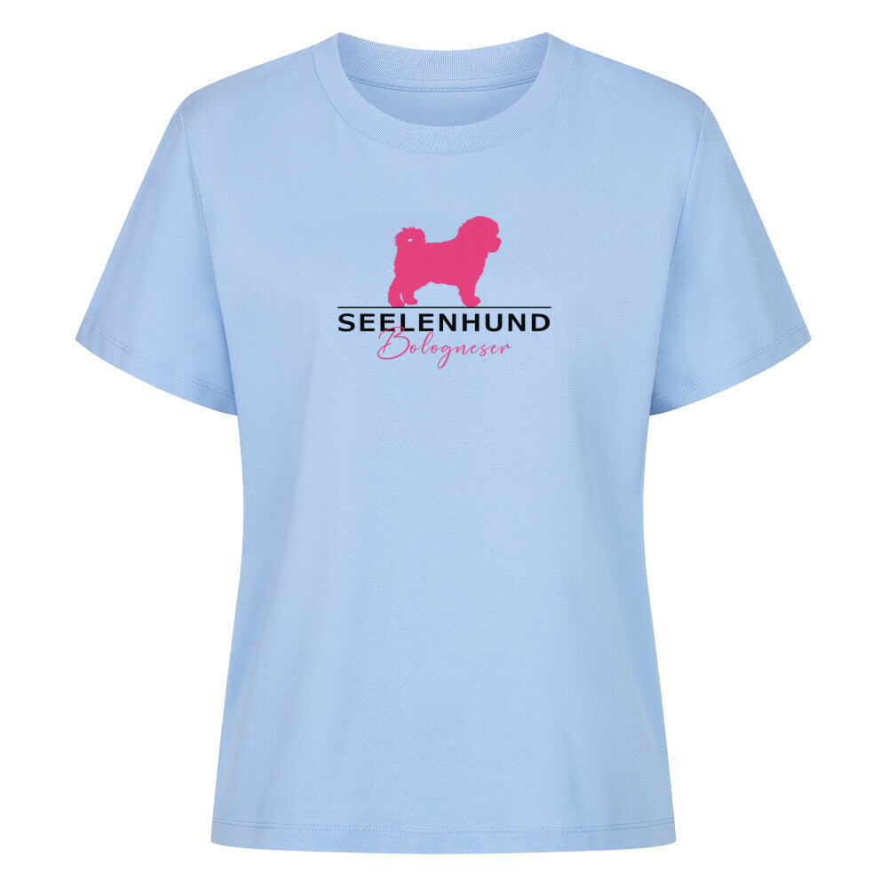 Premium Organic Damen-Shirt "Bologneser- Seelenhund" Sky Blue – hunde-shirt.de