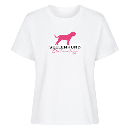 Premium Organic Damen-Shirt "Bordeauxdogge- Seelenhund" Weiß – hunde-shirt.de