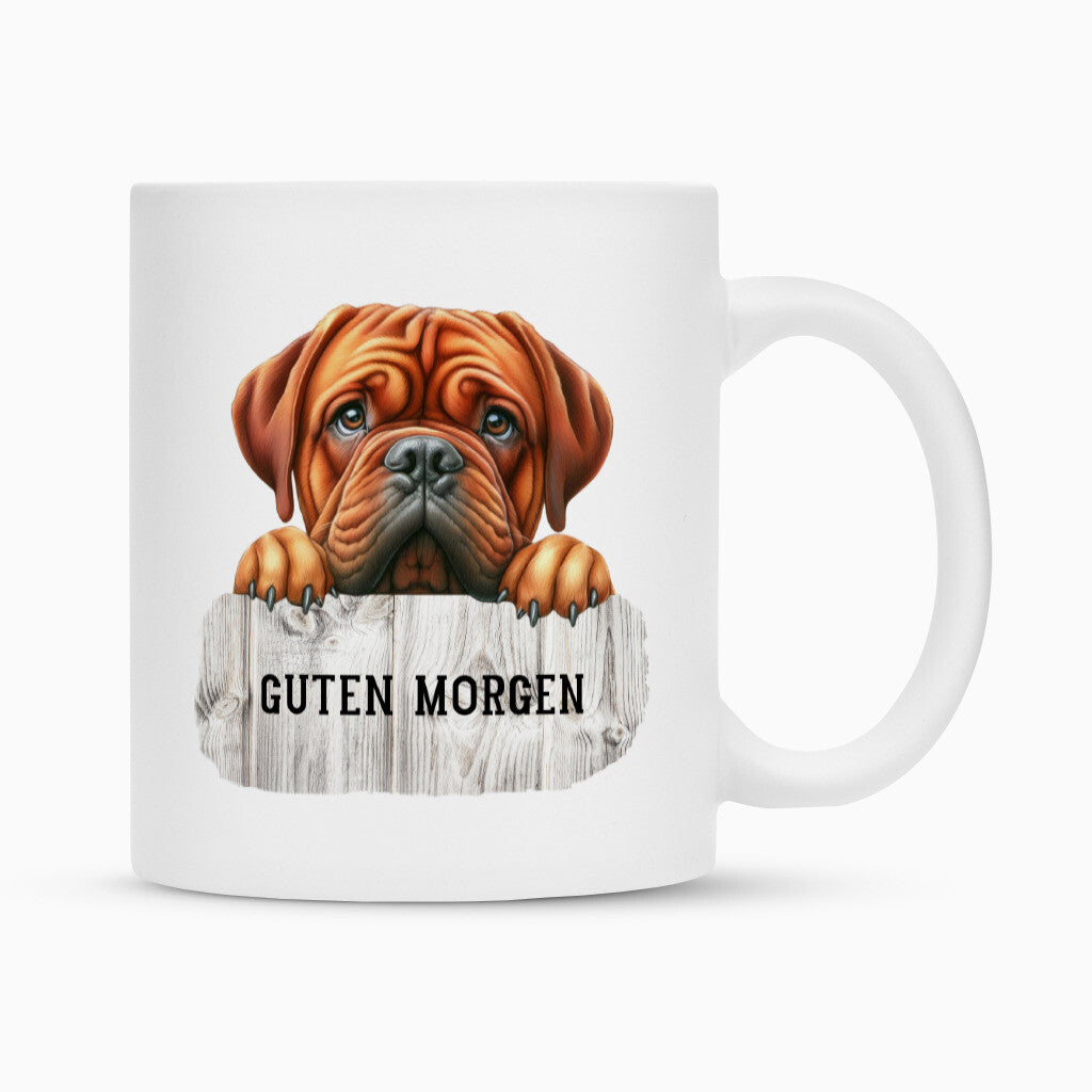 Tasse "Bordeauxdogge- Guten Morgen" Weiß – hunde-shirt.de