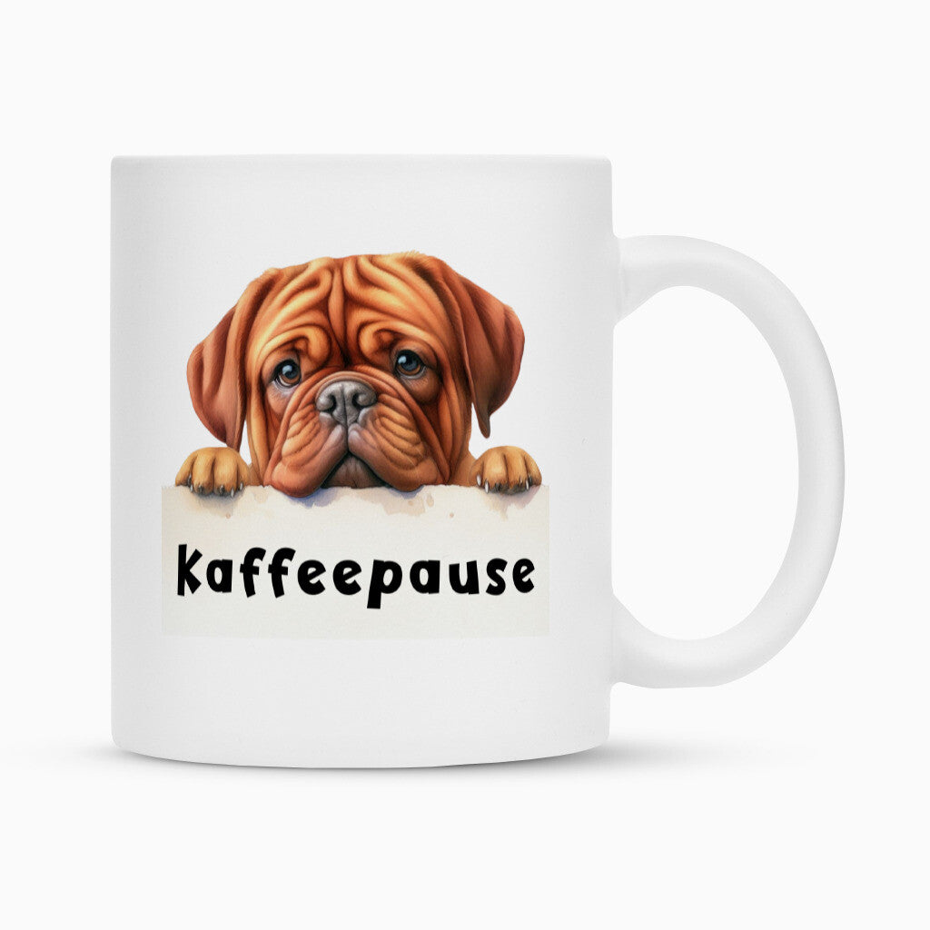 Tasse "Bordeauxdogge- Kaffeepause" Weiß – hunde-shirt.de