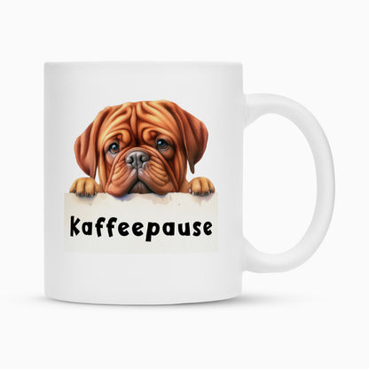 Tasse "Bordeauxdogge- Kaffeepause" Weiß – hunde-shirt.de