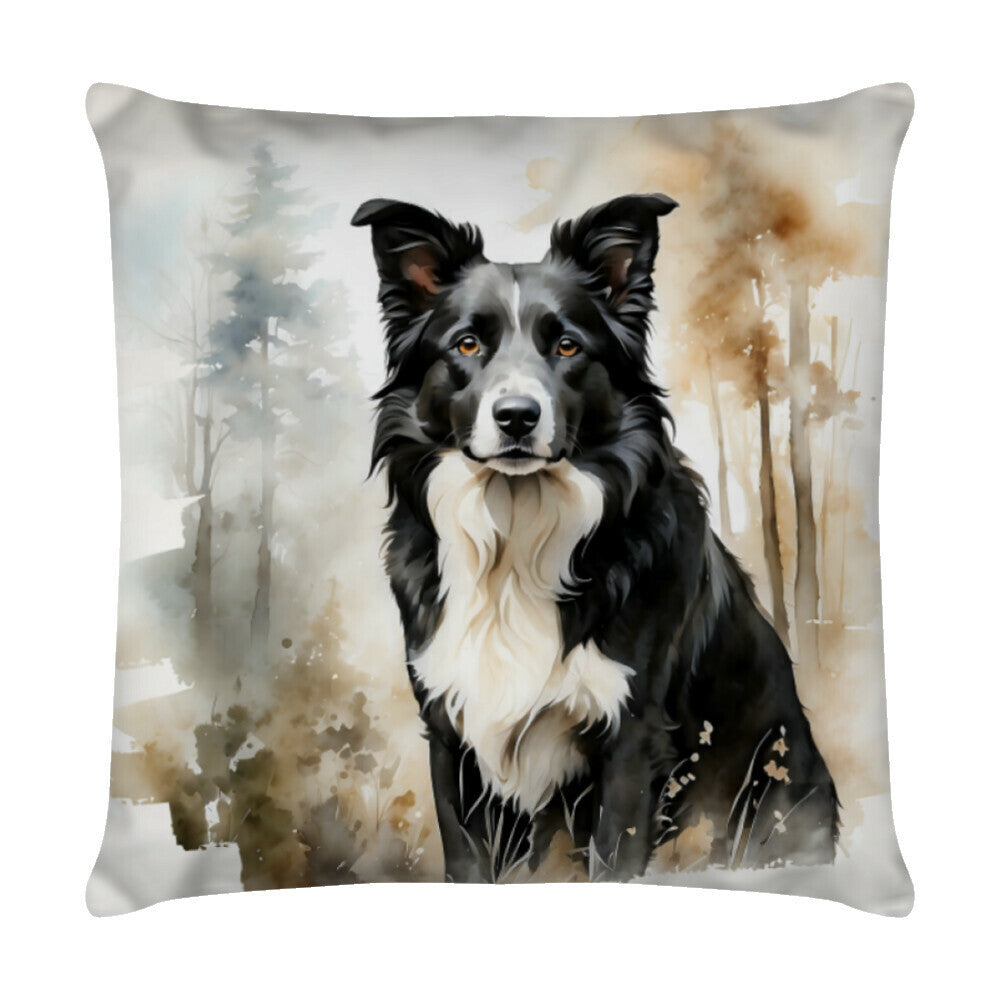 Kissen "Border Collie -Natur II" Weiß – hunde-shirt.de