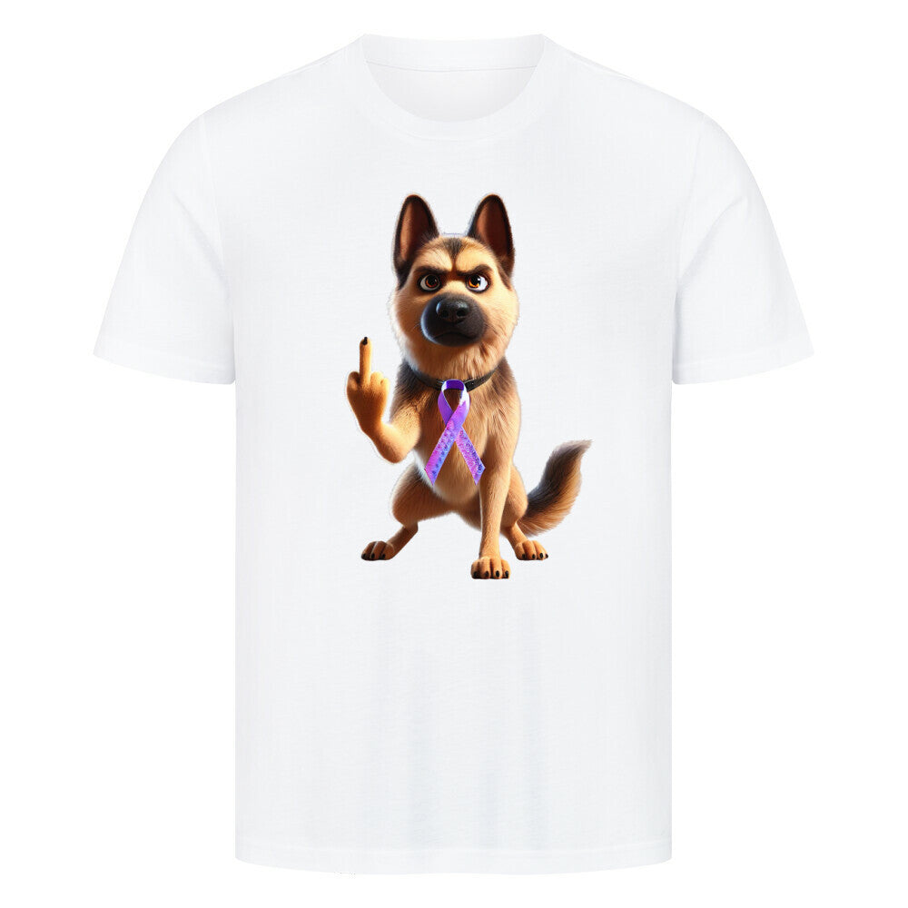 Premium T-Shirt "Schäferhund - Fuck Cancer" Weiß – hunde-shirt.de