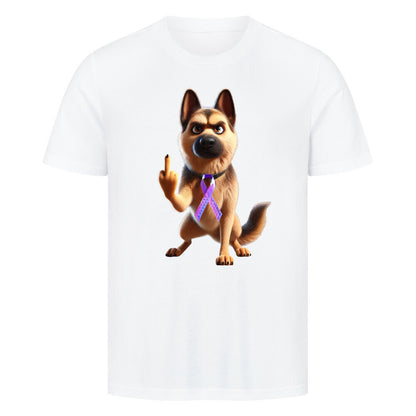 Premium T-Shirt "Schäferhund - Fuck Cancer" Weiß – hunde-shirt.de