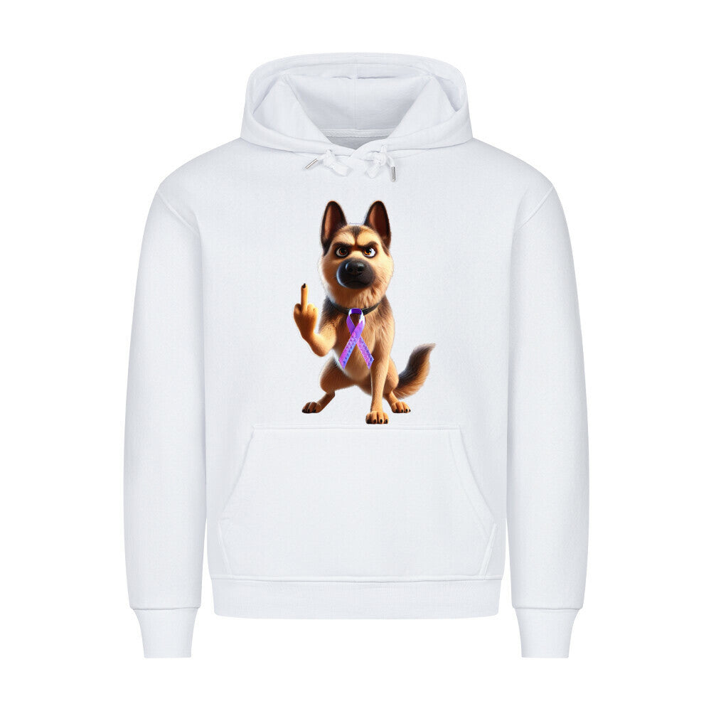 Premium Hoodie "Schäferhund - Fuck Cancer" Weiß – hunde-shirt.de