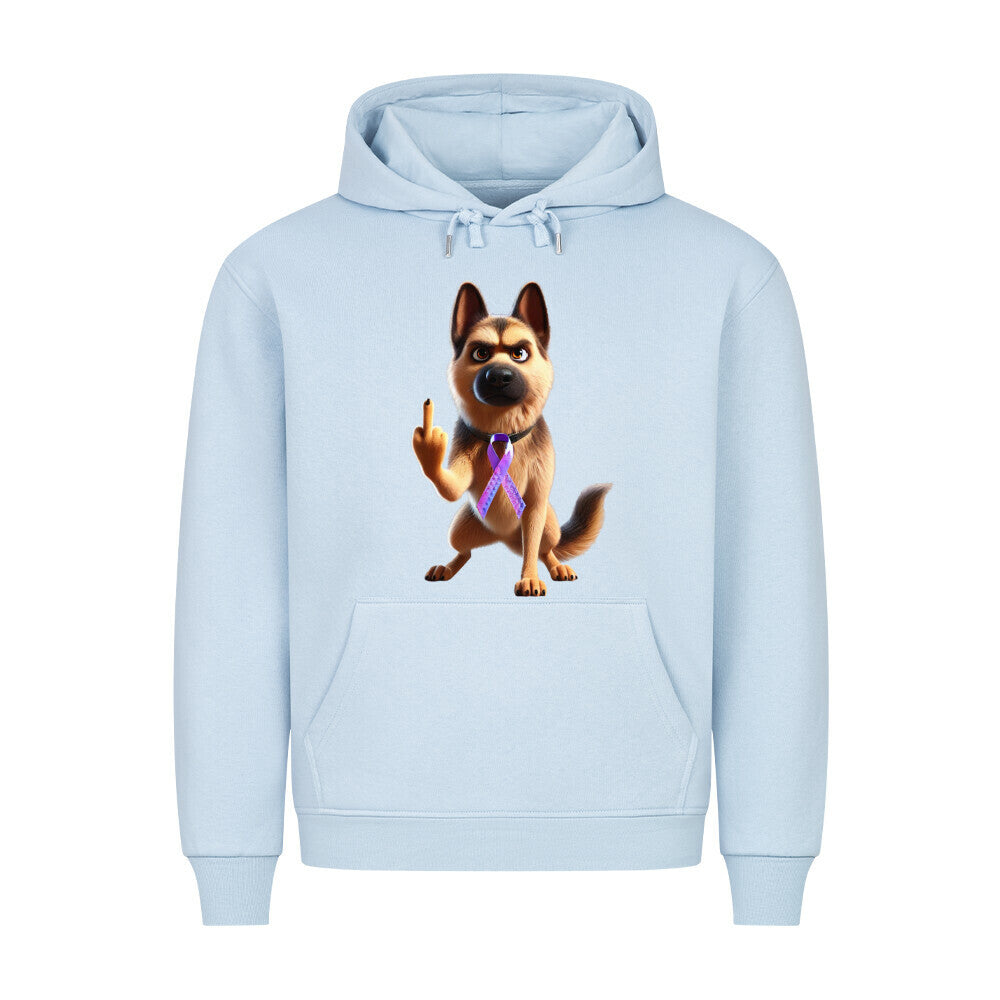 Premium Hoodie "Schäferhund - Fuck Cancer" Babyblau – hunde-shirt.de