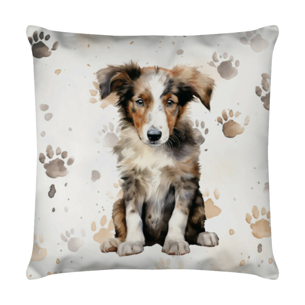 Kissen "Barsoi - Puppy Paws II"" Weiß – hunde-shirt.de