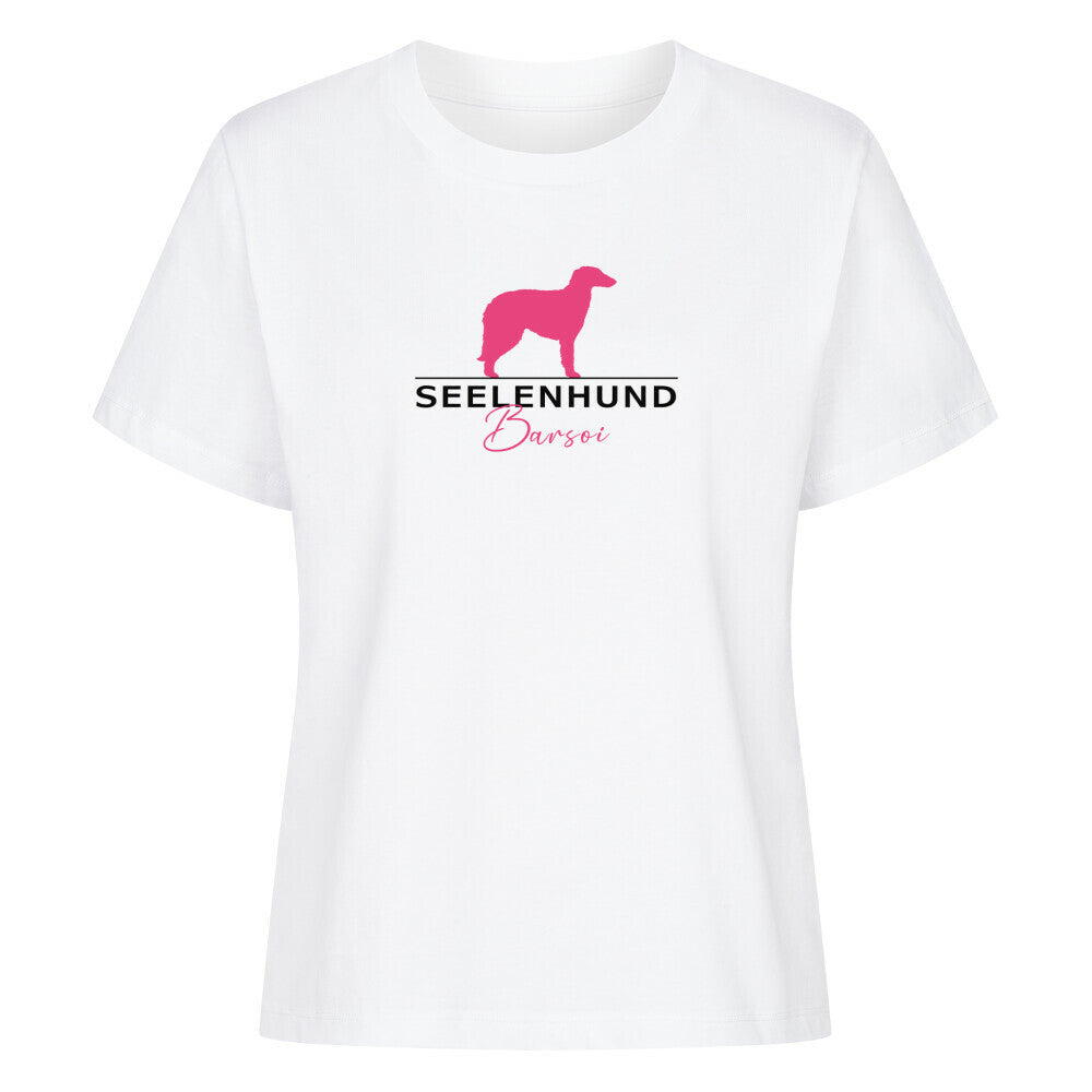 Premium Organic Damen-Shirt "Barsoi - Seelenhund" Weiß – hunde-shirt.de