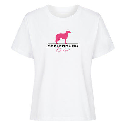 Premium Organic Damen-Shirt "Barsoi - Seelenhund" Weiß – hunde-shirt.de