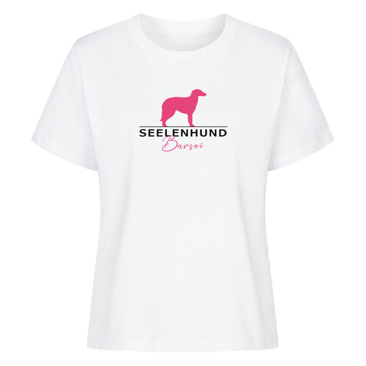 Premium Organic Damen-Shirt "Barsoi - Seelenhund" Weiß – hunde-shirt.de