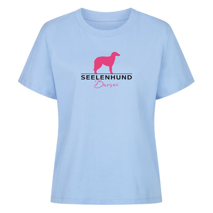 Premium Organic Damen-Shirt "Barsoi - Seelenhund" Sky Blue – hunde-shirt.de