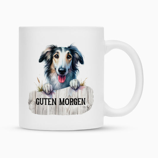 Tasse "Barsoi - Guten Morgen" Weiß – hunde-shirt.de
