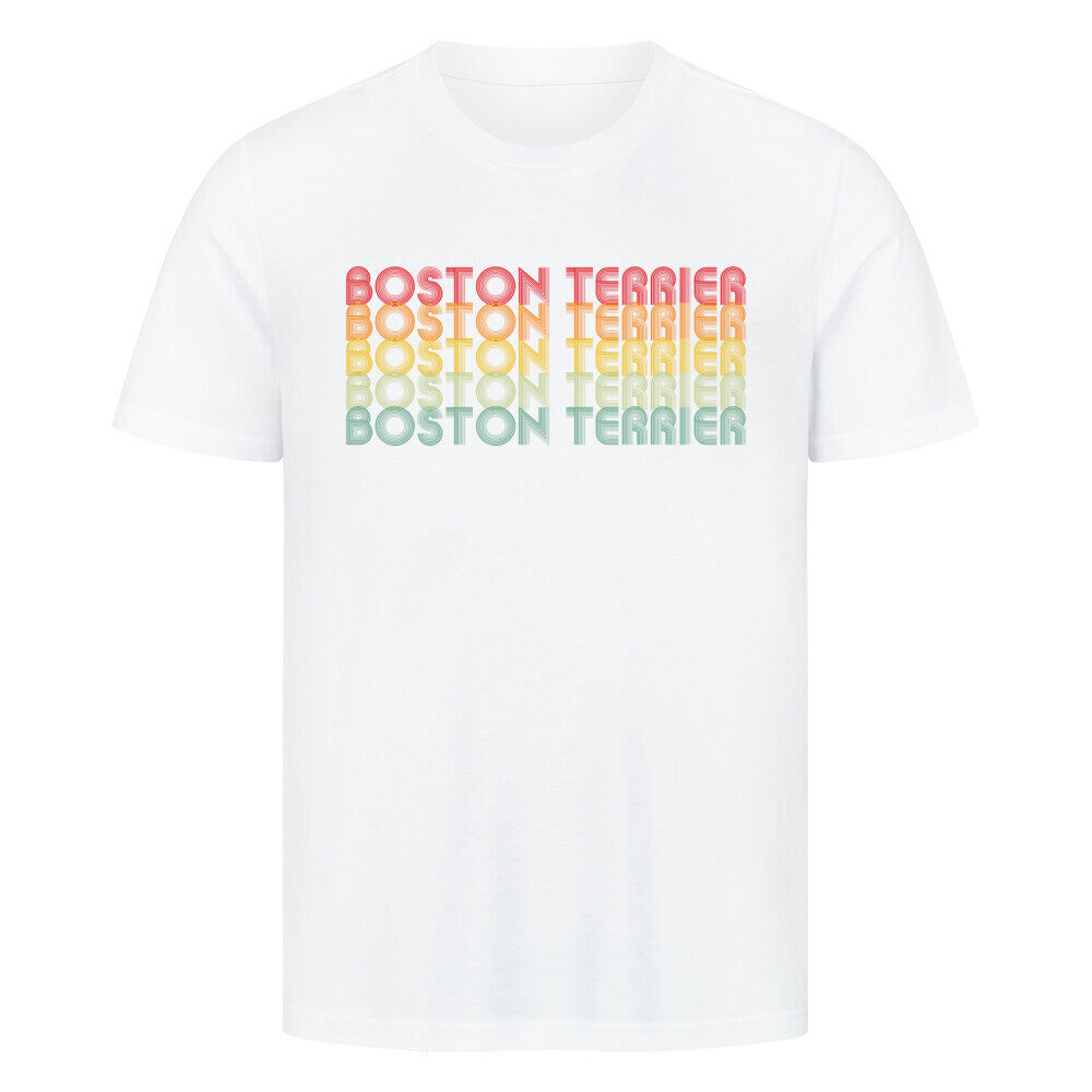Premium T-Shirt "Boston Terrier - RETRO" Weiß – hunde-shirt.de