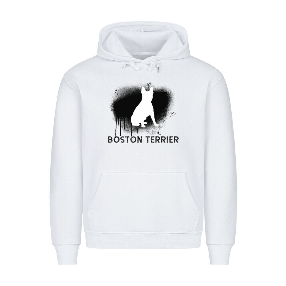 Premium Hoodie "Boston Terrier - Brush" Weiß – hunde-shirt.de