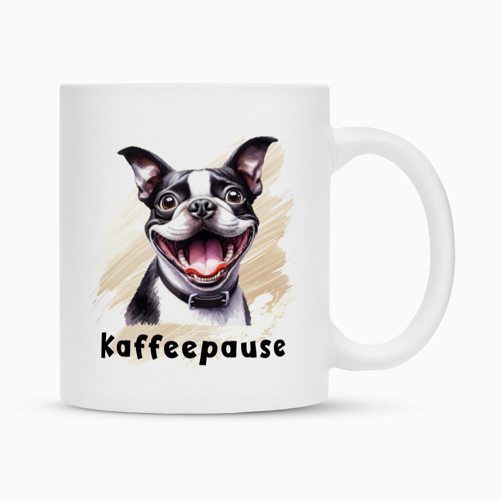 Tasse "Boston Terrier - Kaffeepause" Weiß – hunde-shirt.de