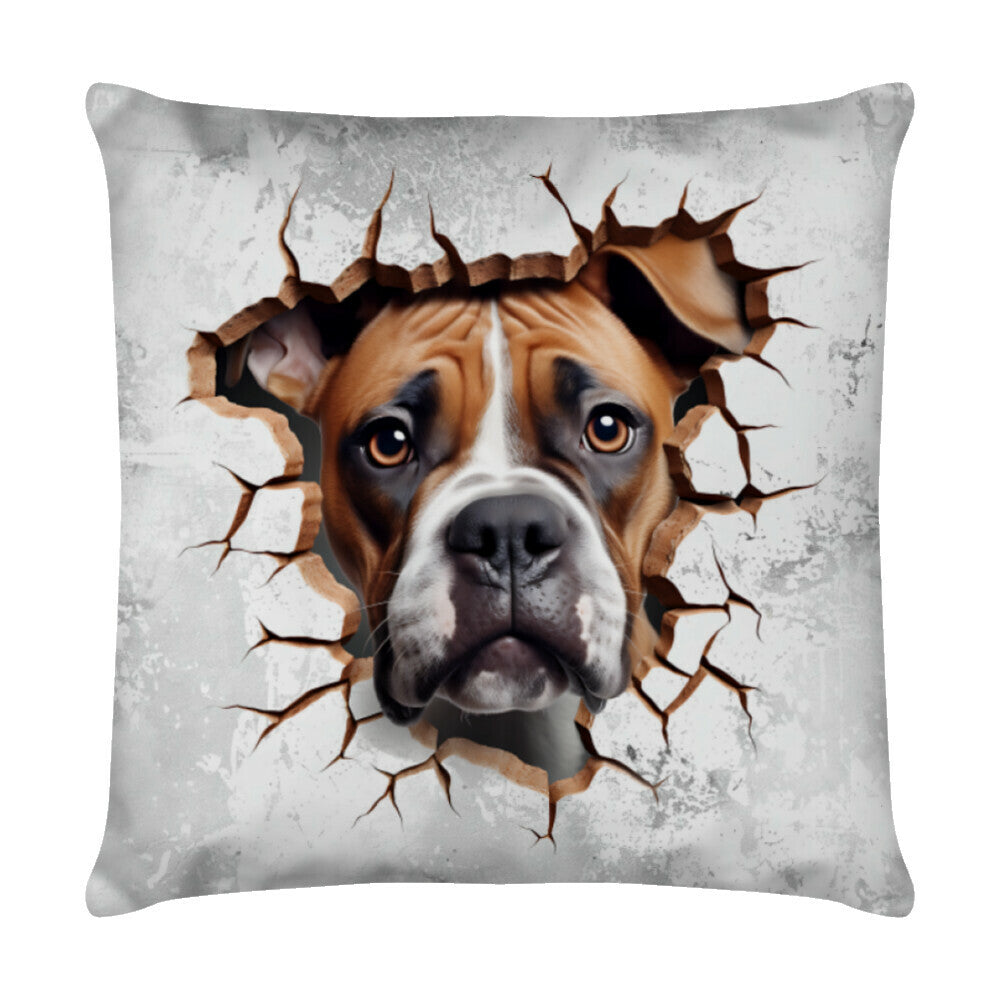 Kissen "Boxer - Look" Weiß – hunde-shirt.de