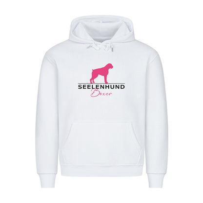 Premium Hoodie "Boxer - Seelenhund" Weiß – hunde-shirt.de