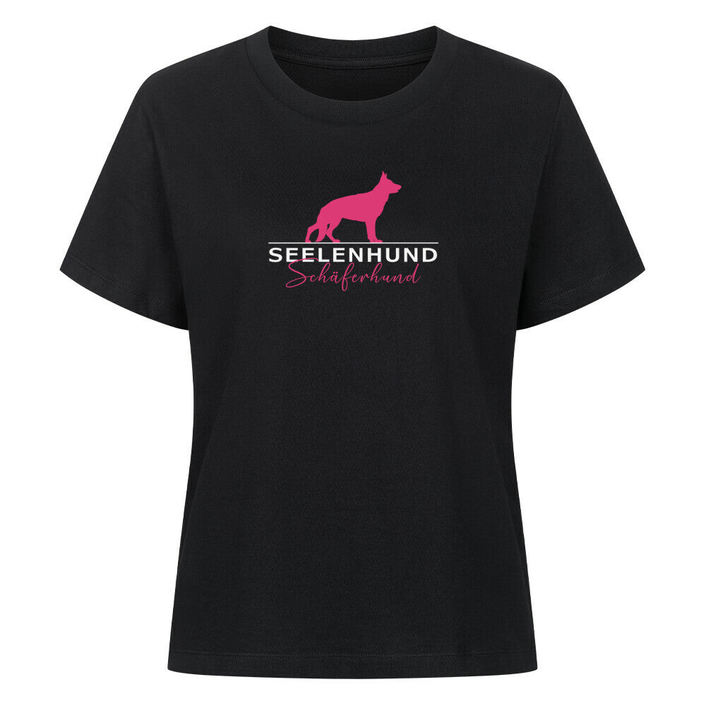 Premium Organic Damen-Shirt "Schäferhund - Seelenhund" Schwarz – hunde-shirt.de