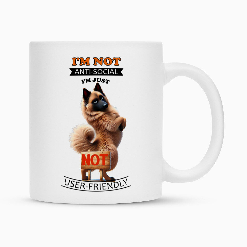Tasse "Tervueren - ANTI-SOCIAL" Weiß – hunde-shirt.de