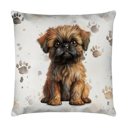 Kissen "Brüsseler Griffon - Puppy Paws" Weiß – hunde-shirt.de
