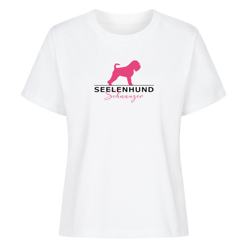 Premium Organic Damen-Shirt "Schnauzer- Seelenhund" Weiß – hunde-shirt.de
