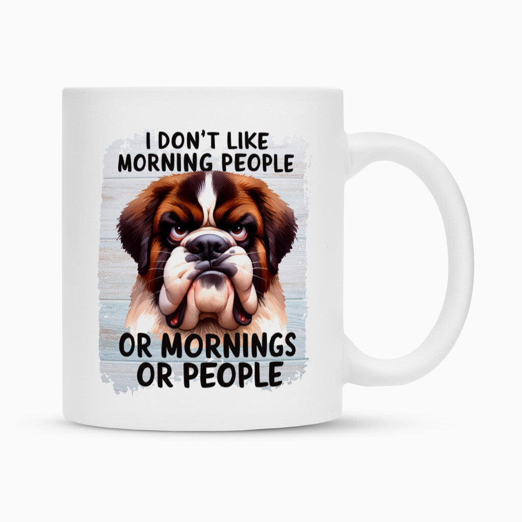 Tasse "Bernhardiner - Morning People" Weiß – hunde-shirt.de