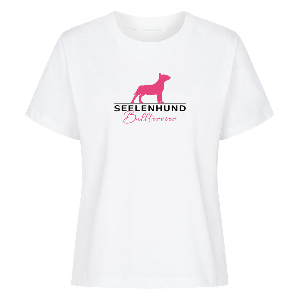 Premium Organic Damen-Shirt "Bullterrier - Seelenhund" Weiß – hunde-shirt.de