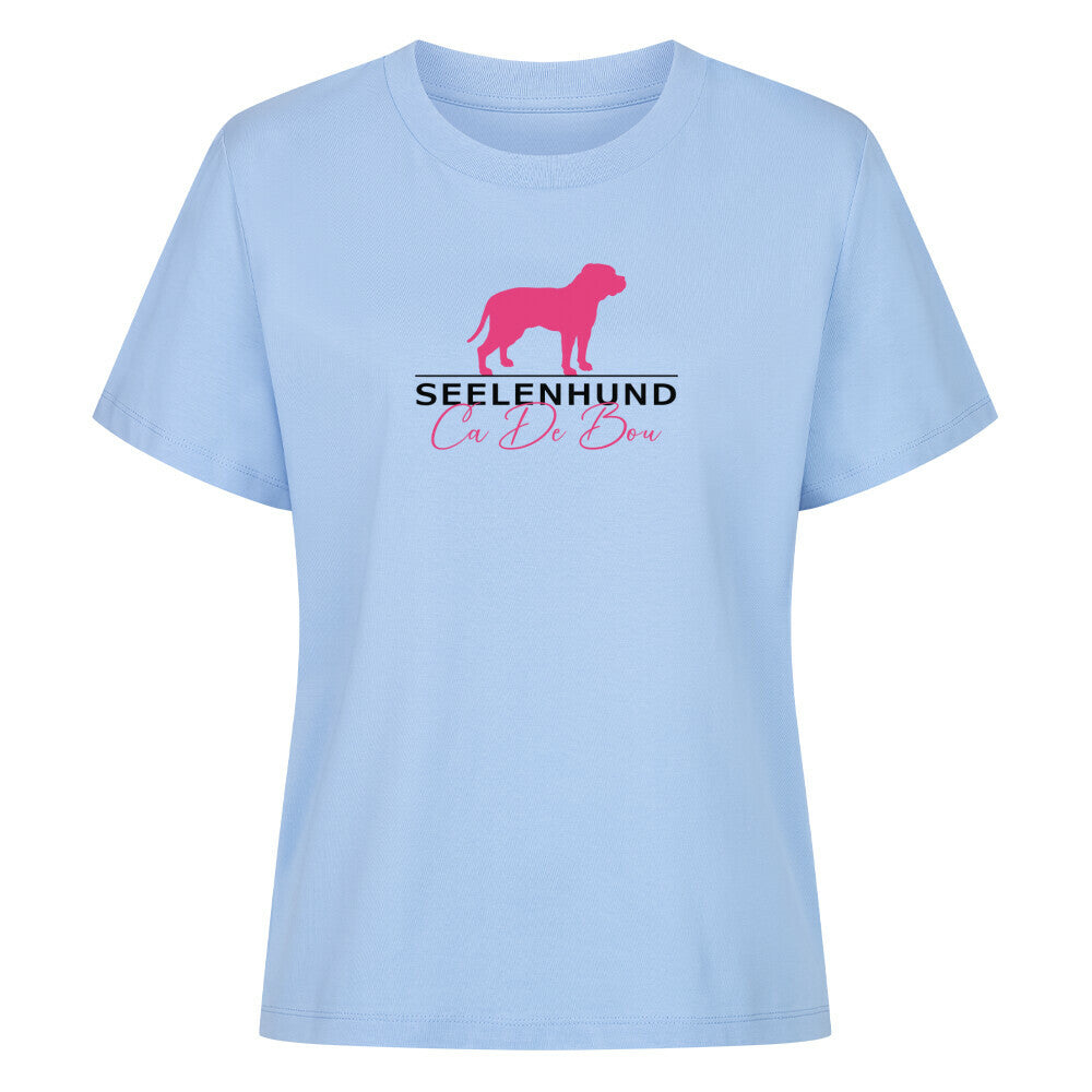 Premium Organic Damen-Shirt "Ca de Bou - Seelenhund" Sky Blue – hunde-shirt.de