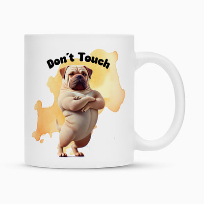 Tasse "Ca de Bou - Don´t touch" Weiß – hunde-shirt.de
