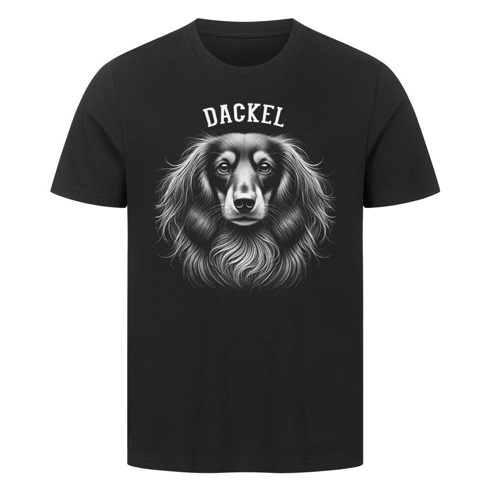 Premium T-Shirt "Langhaardackel - Pure" Schwarz – hunde-shirt.de