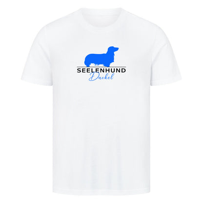 Premium T-Shirt "Langhaardackel - Seelenhund" Weiß – hunde-shirt.de