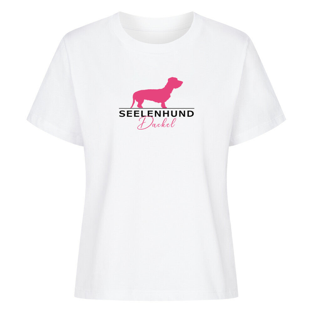 Premium Damen-Shirt "Rauhaardackel - Seelenhund" Weiß – hunde-shirt.de