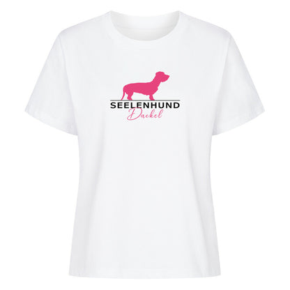 Premium Damen-Shirt "Rauhaardackel - Seelenhund" Weiß – hunde-shirt.de