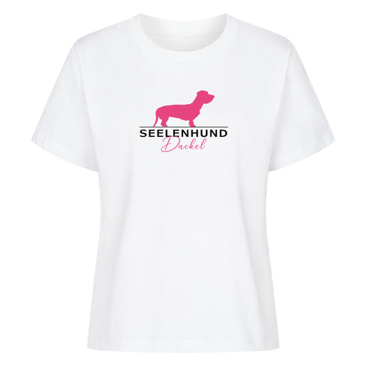 Premium Damen-Shirt "Rauhaardackel - Seelenhund" Weiß – hunde-shirt.de