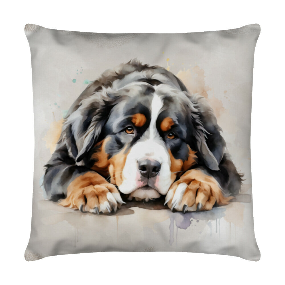 Kissen "Berner Sennenhund - Warten" Weiß – hunde-shirt.de