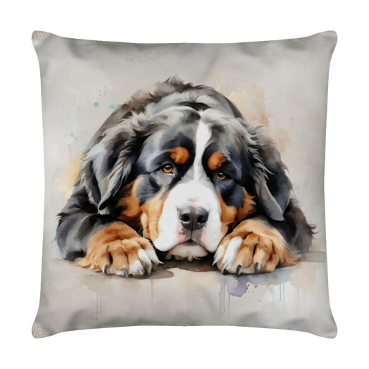 Kissen "Berner Sennenhund - Warten" Weiß – hunde-shirt.de