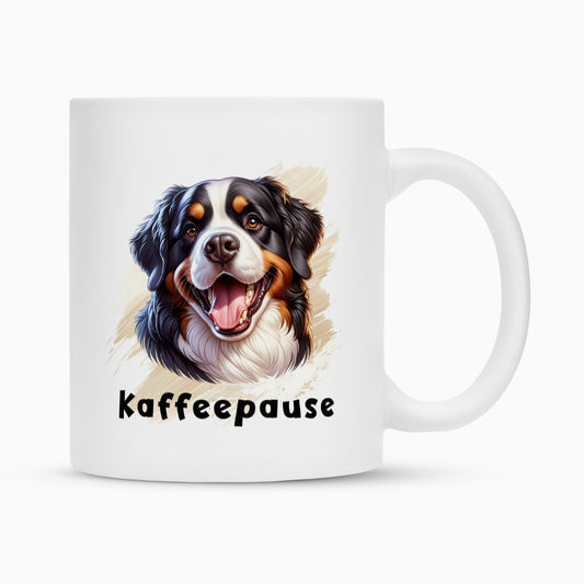 Tasse "Berner Sennenhund - Kaffeepause" Weiß – hunde-shirt.de