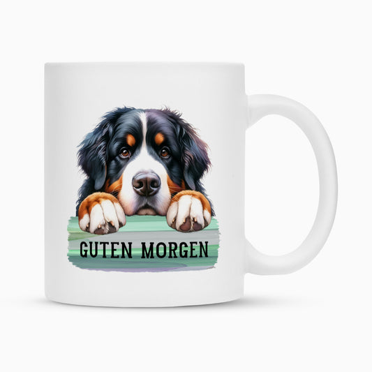 Tasse "Berner Sennenhund - Guten Morgen" Weiß – hunde-shirt.de