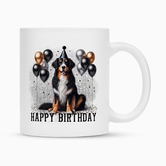 Tasse "Berner Sennenhund - Happy Birthday" Weiß – hunde-shirt.de