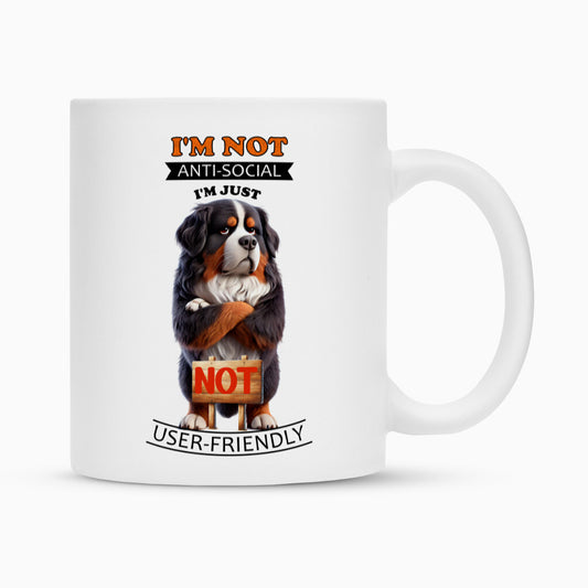 Tasse "Berner Sennenhund - Anti-Social" Weiß – hunde-shirt.de