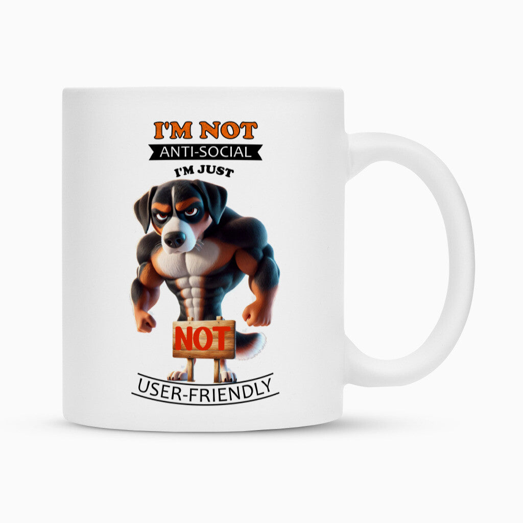 Tasse "Appenzeller - Anti-Social" Weiß – hunde-shirt.de