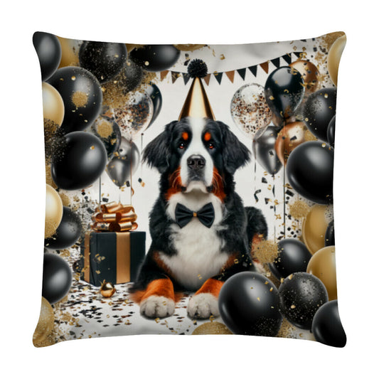 Kissen "Berner Sennenhund - Geburtstag II" Weiß – hunde-shirt.de