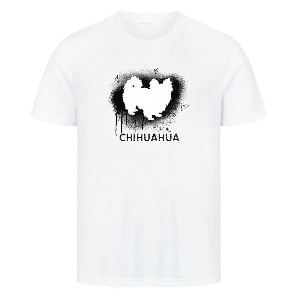 Premium T-Shirt "Chihuahua Langhaar - Brush" Weiß – hunde-shirt.de