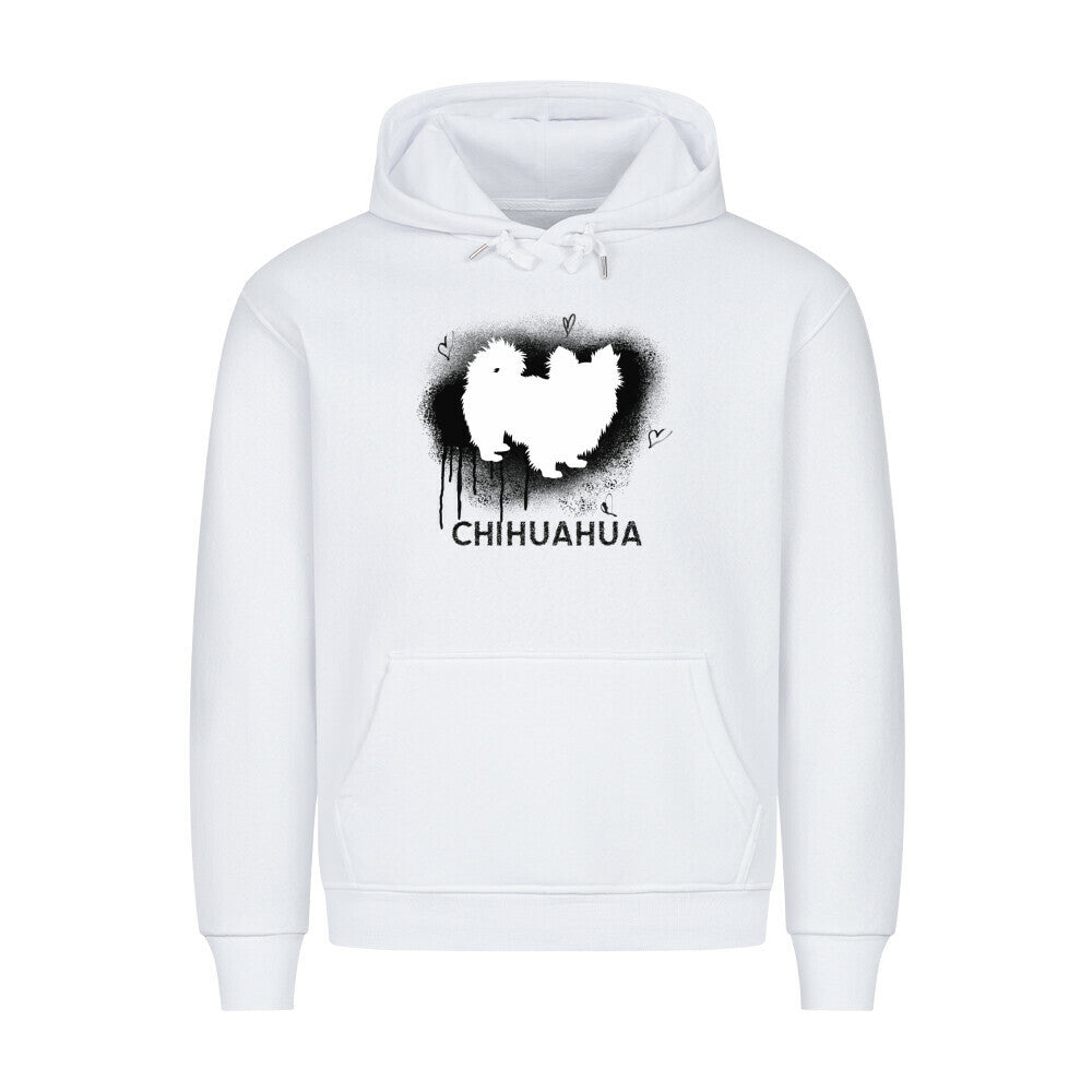 Premium Hoodie "Chihuahua Langhaar - Brush" Weiß – hunde-shirt.de