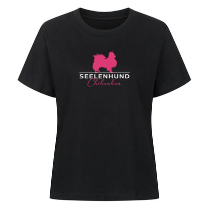 Premium Damen-Shirt "Chihuahua Langhaar - Seelenhund" Schwarz – hunde-shirt.de